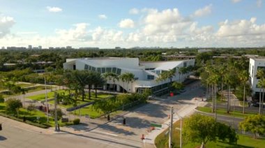 Pompano Beach Library and Cultural Center. Aerial drone video