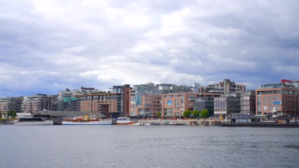 Videó Vízparti Kerület Oslo Norvégia — Stock videók