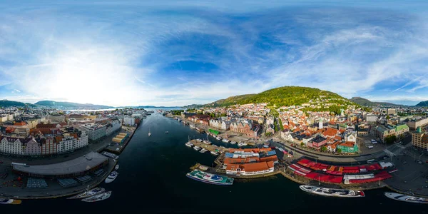 Havadan 360 Küresel Manzara Bergen Norveç — Stok fotoğraf