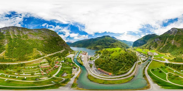 Aerial 360 Panorama Flam Noruega — Foto de Stock