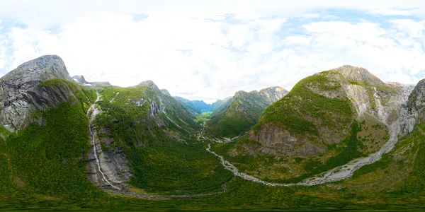 Imagen Equirectangular Noruega 360 Aerial Pov — Foto de Stock