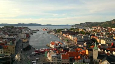 Bergen Norveç 'te hava video günbatımı