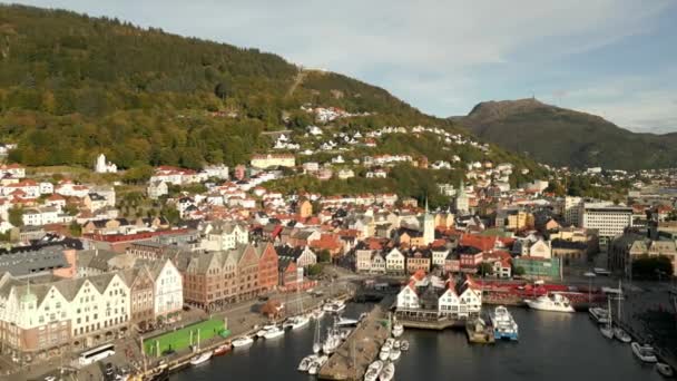 Luchtvideostad Bergen Noorwegen Circa 2022 — Stockvideo