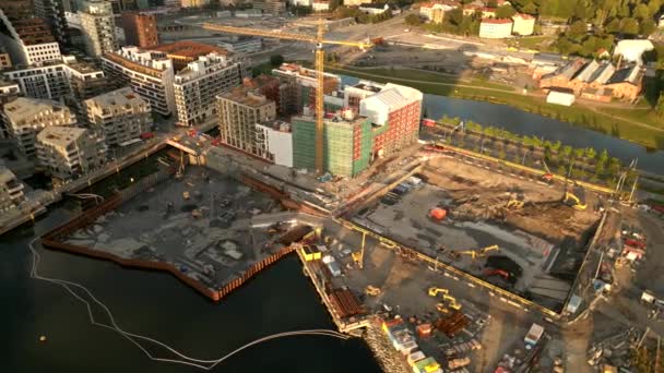 Construction Site Downtown Oslo Norway Housing Market Boom — Stock Video