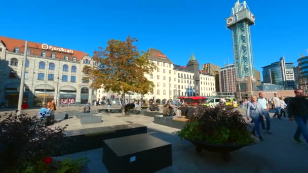 City Walking Tour Oslo Noruega Septiembre 2022 — Vídeo de stock