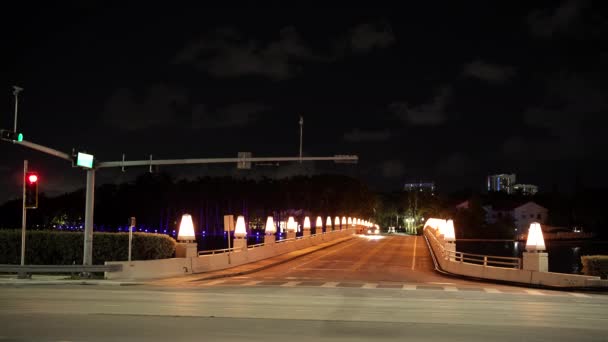 Éjszakai Videó Bejárat Star Island Miami Beach — Stock videók