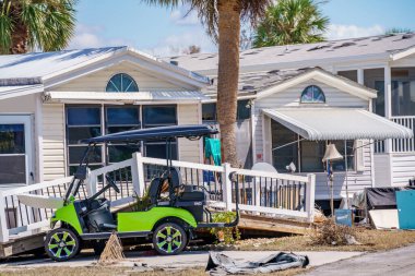 Ian Fort Myers FL Kasırgası tarafından yıkılan mobil evler.