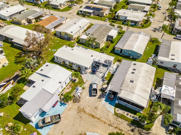 Luchtfoto Drone Van Stacaravan Caravanparken Fort Myers Die Schade Opliepen — Stockfoto