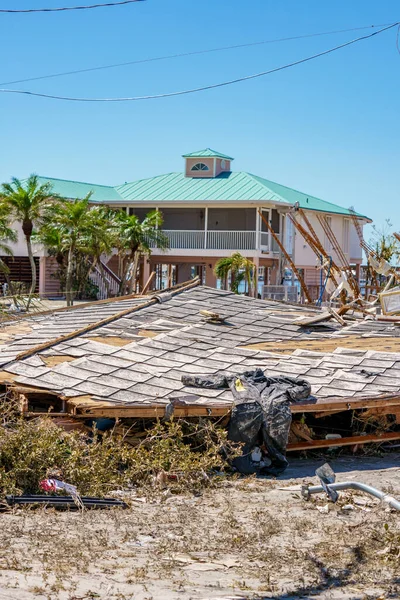 Casas Colapsando Durante Huracán Ian Fuertes Vientos Marejadas Tormenta — Foto de Stock