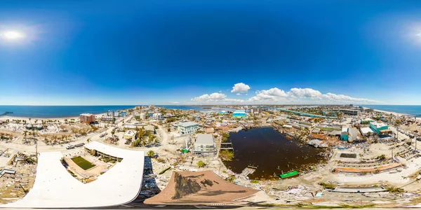 Foto Esférica Aérea 360 Fort Myers Destrucción Playa Tras Huracán —  Fotos de Stock