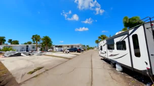 Мобільні Доми Пошкоджені Ураганом Форт Маєрс Флорида Сша — стокове відео