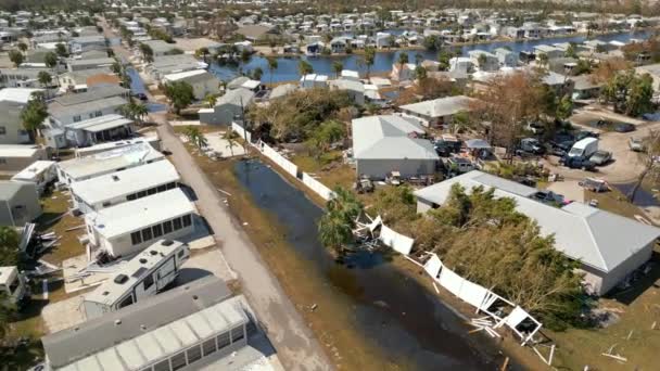 Häuser Durch Hurrikan Ian Fort Myers Überflutet Und Zerstört — Stockvideo