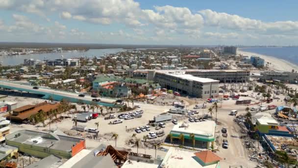 Fort Myers Beach Τυφώνας Ian Επακόλουθο Πυροβόλησε Drone — Αρχείο Βίντεο