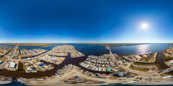 Luchtfoto 360 Equrectangular Matlacha Florida Aftermaath Orkaan Ian Vernietiging — Stockfoto