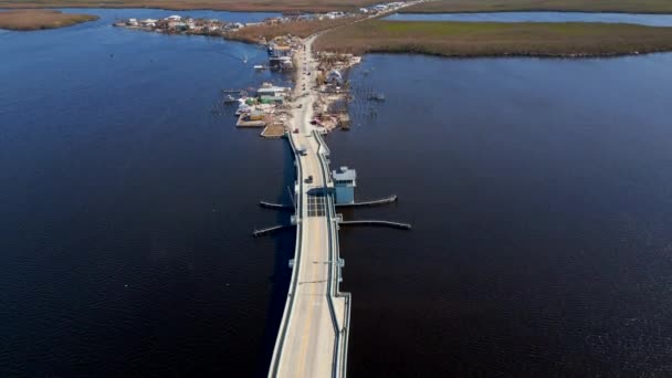 飓风伊恩过后 佛罗里达州Matlacha的空中视频海滨码头被毁 — 图库视频影像