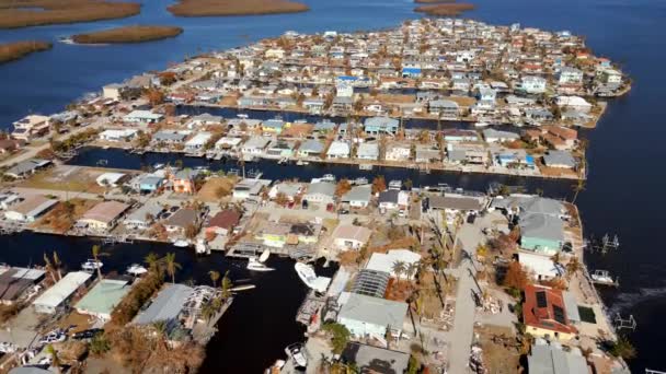 Barcos Casas Danificados Pelo Furacão Ian Tempestade — Vídeo de Stock