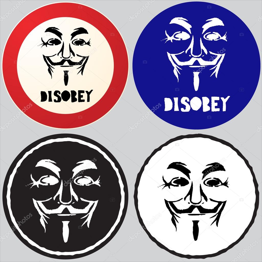Stenciled vector anonymous logo mask signs, originated from a stenciled graffiti on a wall in Lisbon.