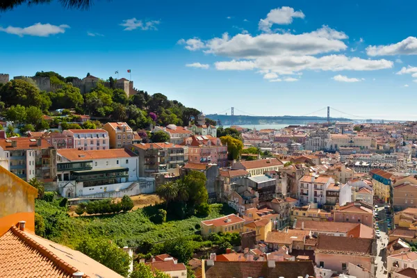 Sao jorge zamek i baixa — Zdjęcie stockowe