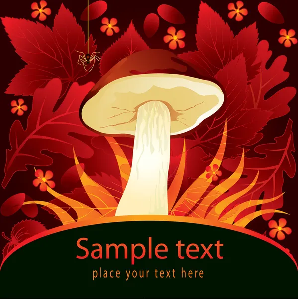 Autumn background with mushroom — Stock Vector