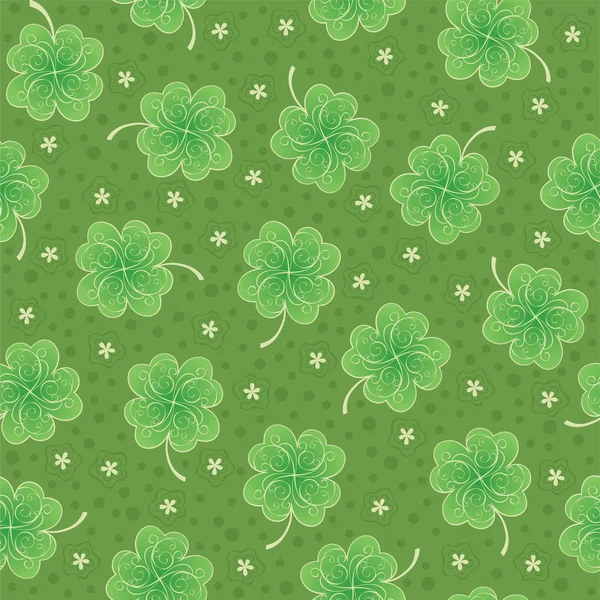 Green seamless background with shamrock — Stock Vector