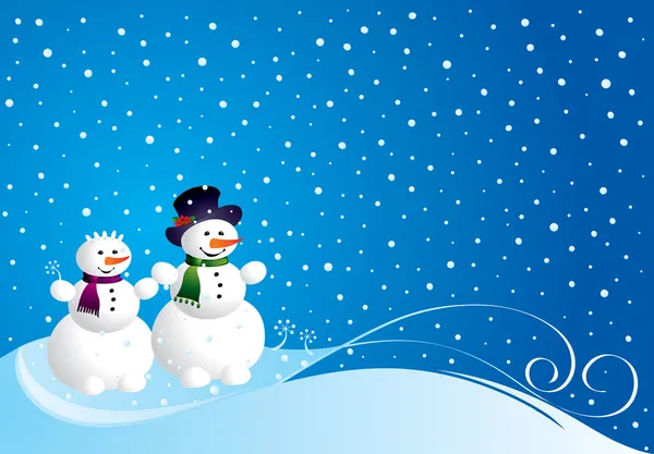 Tarjeta de Navidad con muñeco de nieve — Vector de stock