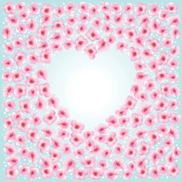 Fleurs cadre coeur — Image vectorielle