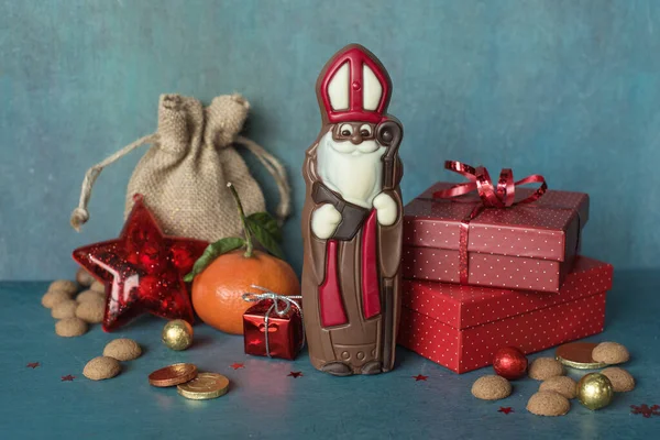 Saint Nicholas chocolate with gifts for children