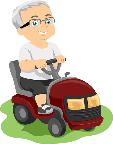 Senior Lawn Mower — Stock Photo, Image