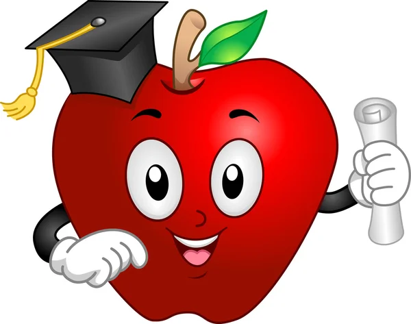 Apple Mascot Graduate — Stock Photo, Image