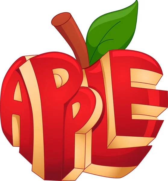 Jabłko tekst — Zdjęcie stockowe