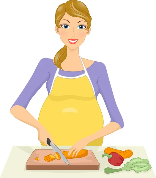 Gravid kvinde forbereder et måltid - Stock-foto # 