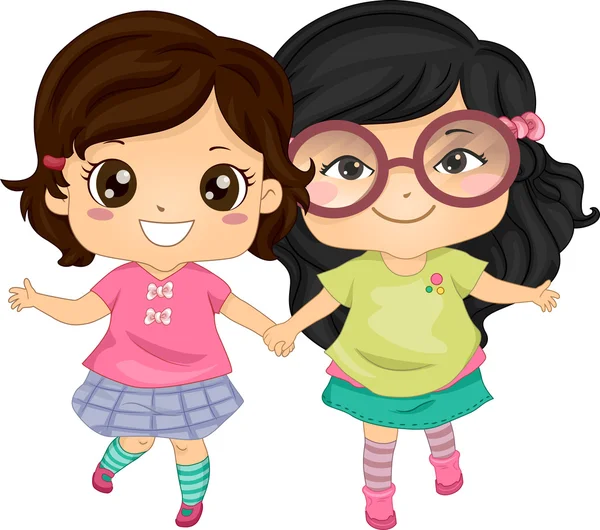 Fotos de Mejores amigas caricatura de stock, Mejores amigas caricatura