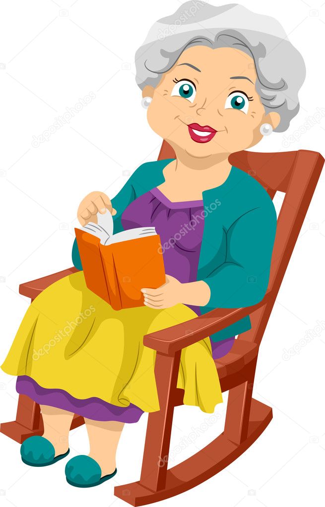 old woman sitting granny in a rocking chair