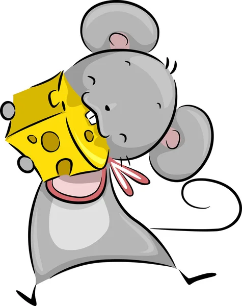 Myš jíst sýr — Stock fotografie