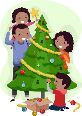 aile yılbaşı ağacı
