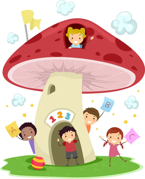 Escola de cogumelos — Fotografia de Stock