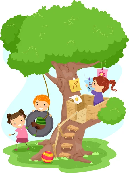 Treehouse kinderen — Stockfoto