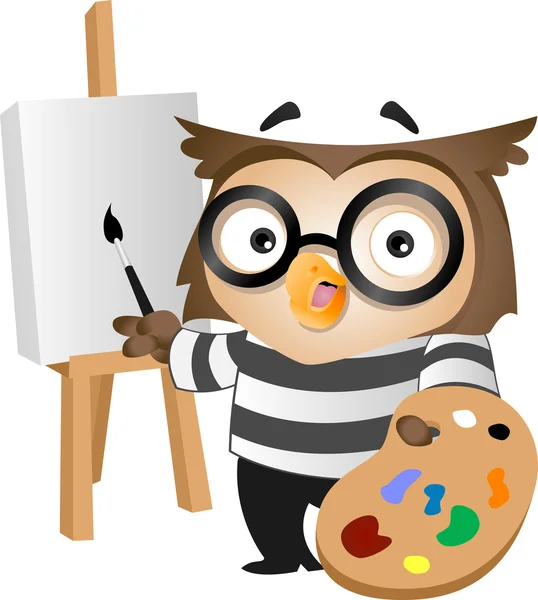 Owl Painter — Stock Photo, Image