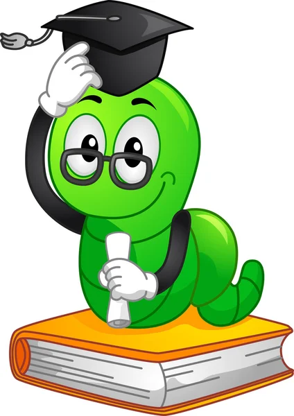 Bookworm Mascota Graduado — Foto de Stock