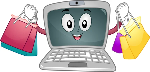 Laptop mascotte — Stockfoto