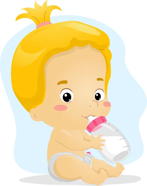 Baby Mädchen saugen Milch — Stockfoto