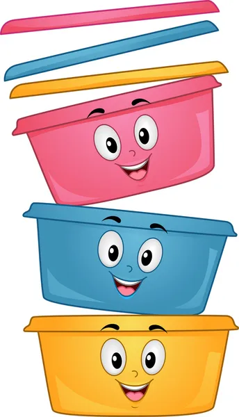 Food Container Mascots — Stock Photo, Image