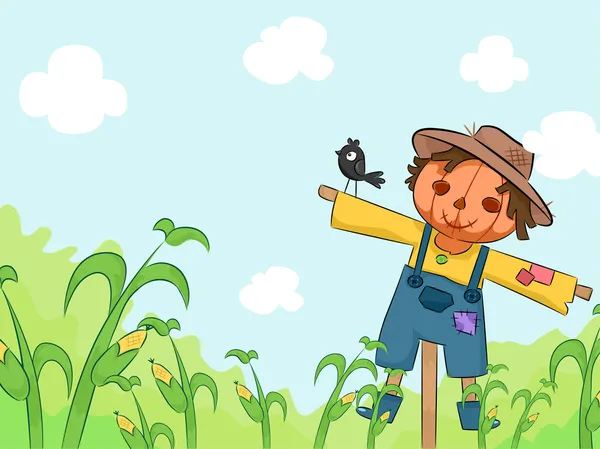 Scarecrow in Corn Farm — Stock Photo, Image