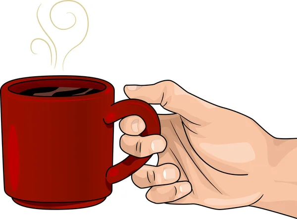 Hand med en mugg hett kaffe — Stockfoto