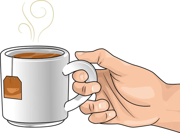 Hand med en kopp varmt te — Stockfoto