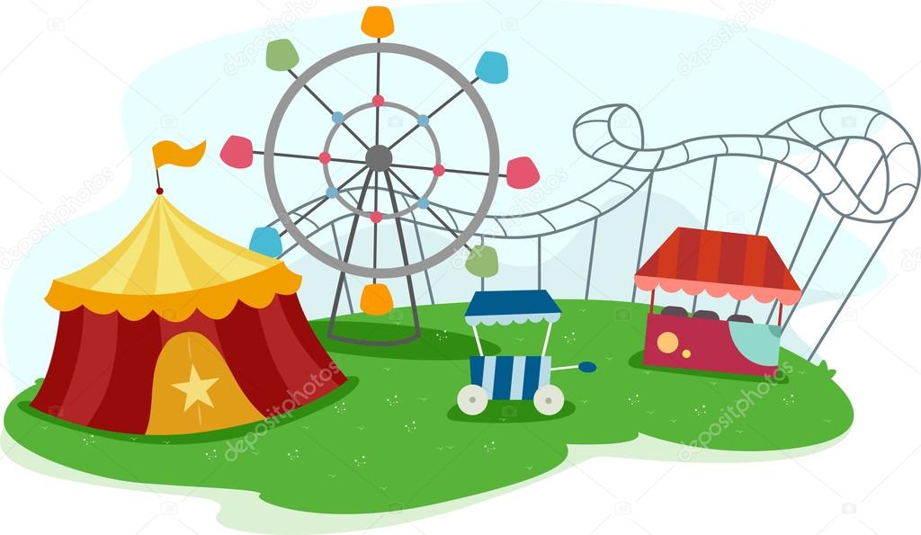 Theme Park with Rides Stock Photo by ©lenmdp 16349155 Theme Park with Rides Stock Photo by ©lenmdp 16349155