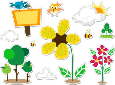 doğa doodle çıkartmaları tasarım öğeleri