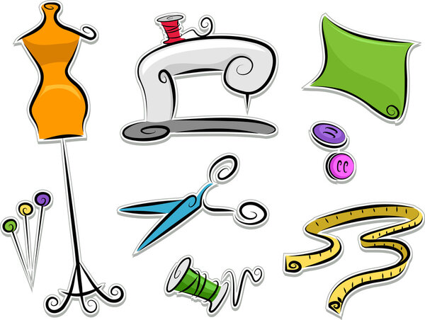 Dressmaking Stickers Design Elements