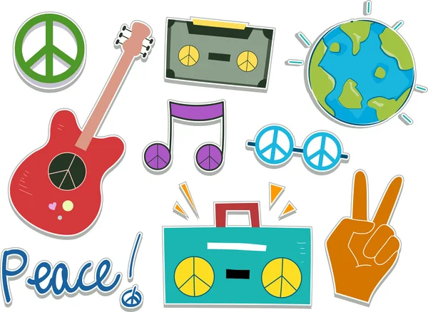 Elementos de diseño de etiqueta engomada de paz — Foto de Stock