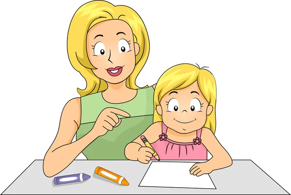 Mom Teaching Daughter — Stock Photo, Image